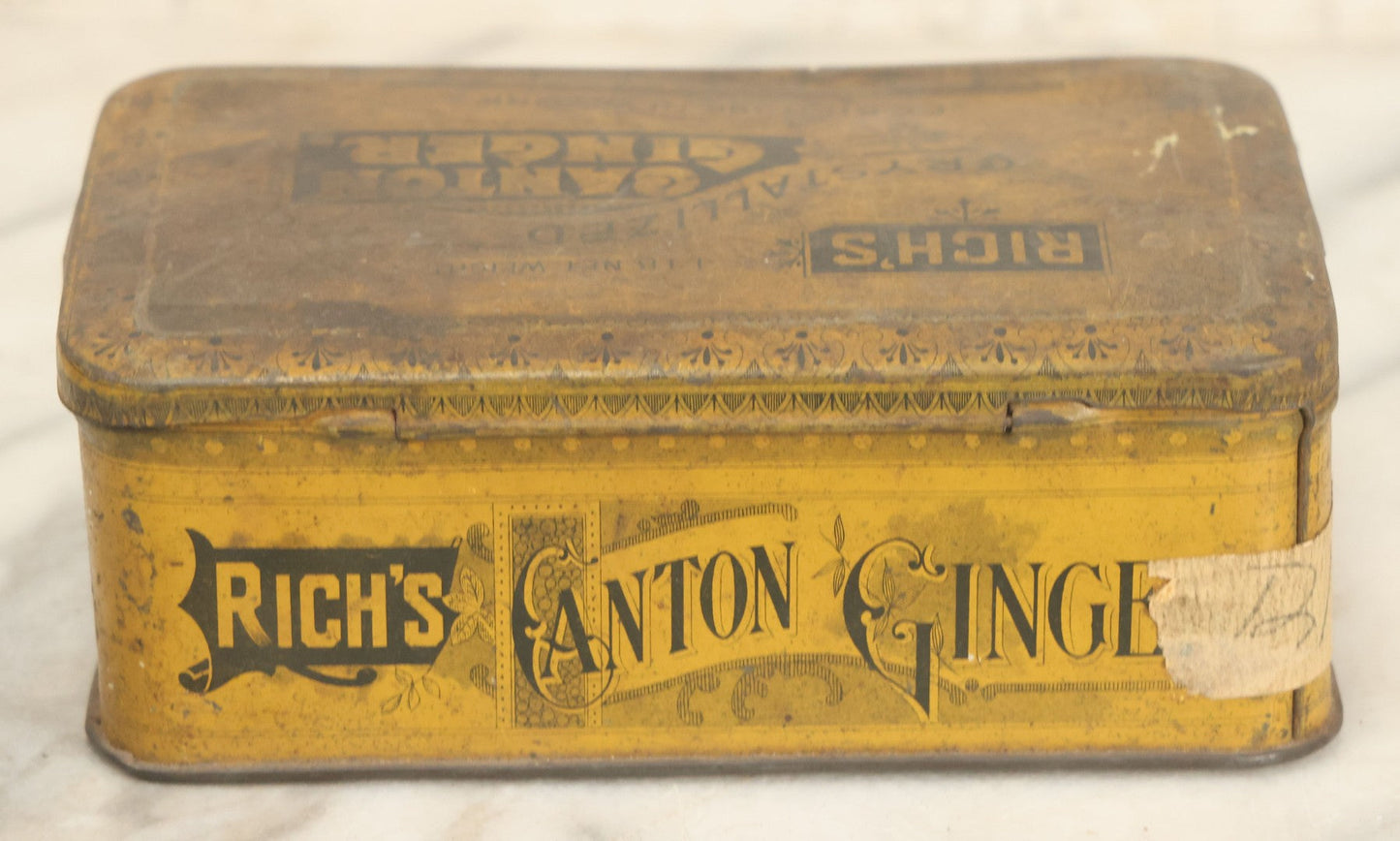 Lot 029 - Antique Rich's Crystallized Canton Ginger Tin, Manufactured By E.C. Rich, Inc., New York