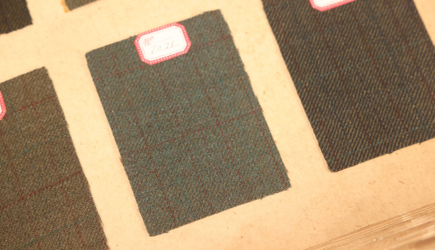 Lot 031 - Antique Sample Fabric Wool Swatch Book From Calumet Woolen Co., Styles No. And/Or Great River Woolen Co., Styles No. 6107-7785, Containing Dozens Of Fabric Samples, Missing Spine Covering, Circa 1894 