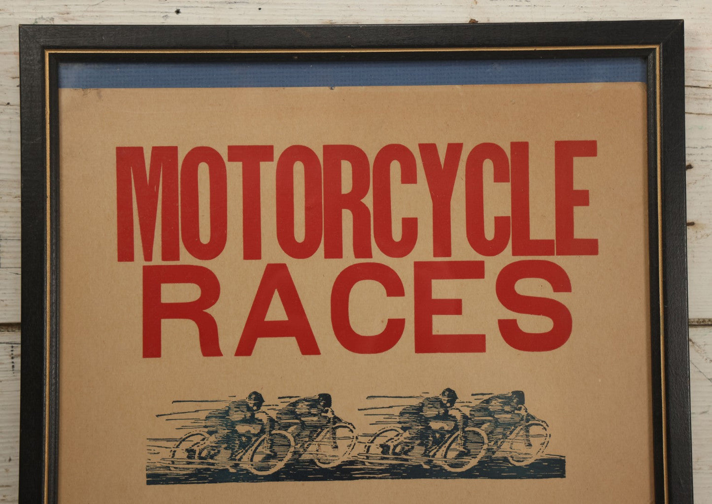 Lot 038 - Vintage Motorcycle Races Screen Printed Poster In Frame, Topsfield Fair Track, Newburyport Turnpike, Massachusetts, Circa 1980s, Trimmed