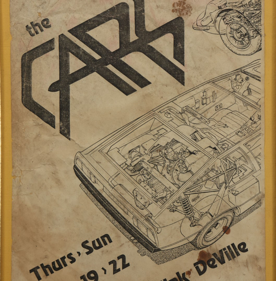 Lot 042 - Vintage Concert Flyer Poster, The Cars With Mink Deville At The Rat (The Rathskeller), 528 Commonwealth Avenue, Kenmore Square, Boston, Thursday, May 19 - Sunday, May 22, 1977, Boston Rock & Roll, Framed