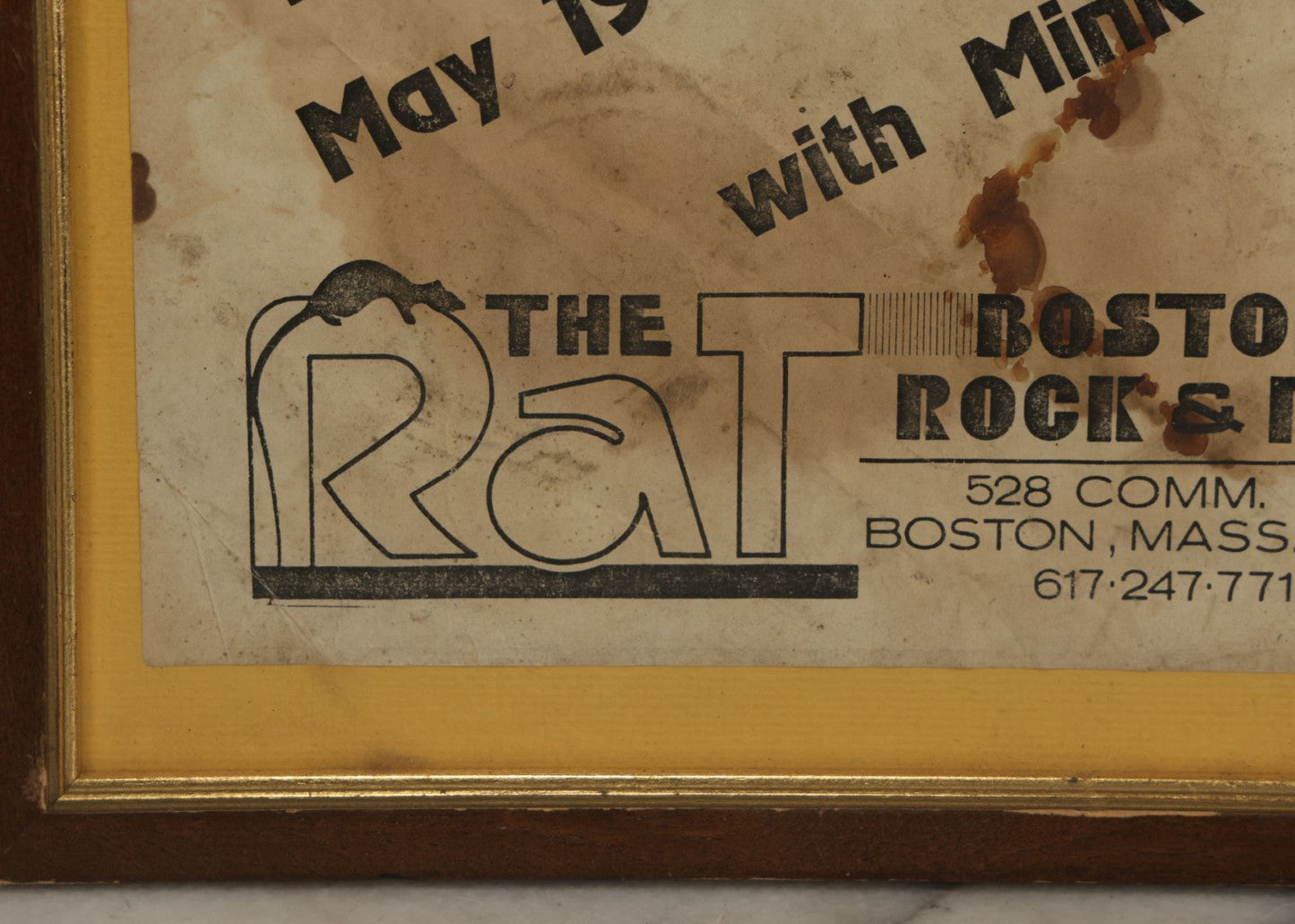 Lot 042 - Vintage Concert Flyer Poster, The Cars With Mink Deville At The Rat (The Rathskeller), 528 Commonwealth Avenue, Kenmore Square, Boston, Thursday, May 19 - Sunday, May 22, 1977, Boston Rock & Roll, Framed