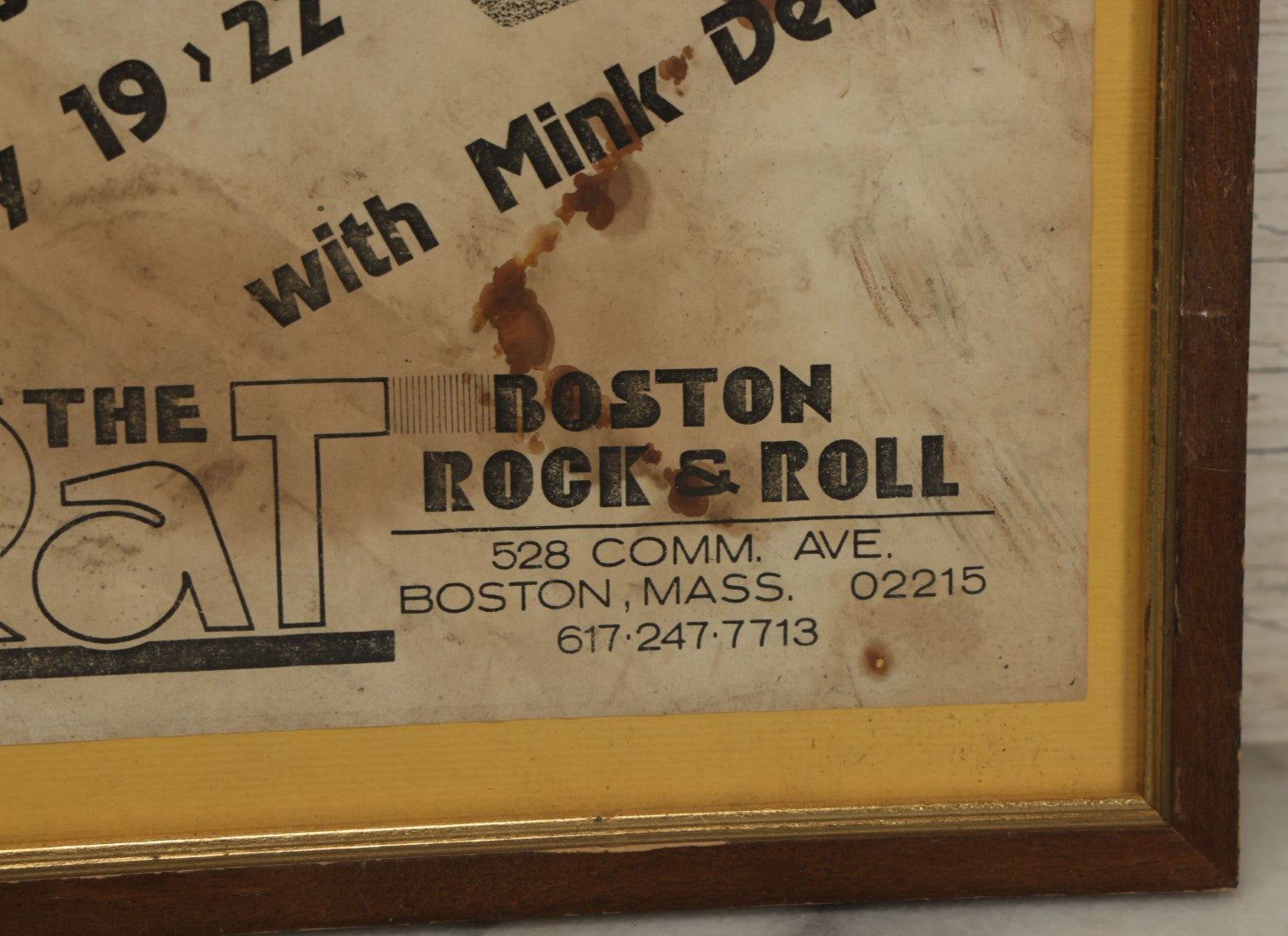 Lot 042 - Vintage Concert Flyer Poster, The Cars With Mink Deville At The Rat (The Rathskeller), 528 Commonwealth Avenue, Kenmore Square, Boston, Thursday, May 19 - Sunday, May 22, 1977, Boston Rock & Roll, Framed