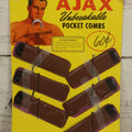 Lot 043 - Vintage Ajax Unbreakable Pocket Combs Supercomb Store Display With Nine Combs & Sleeves, Ajax Reorder Number 5050 Display, Double Sided A-Frame, Note Some Bonehead Put Tape All Over This