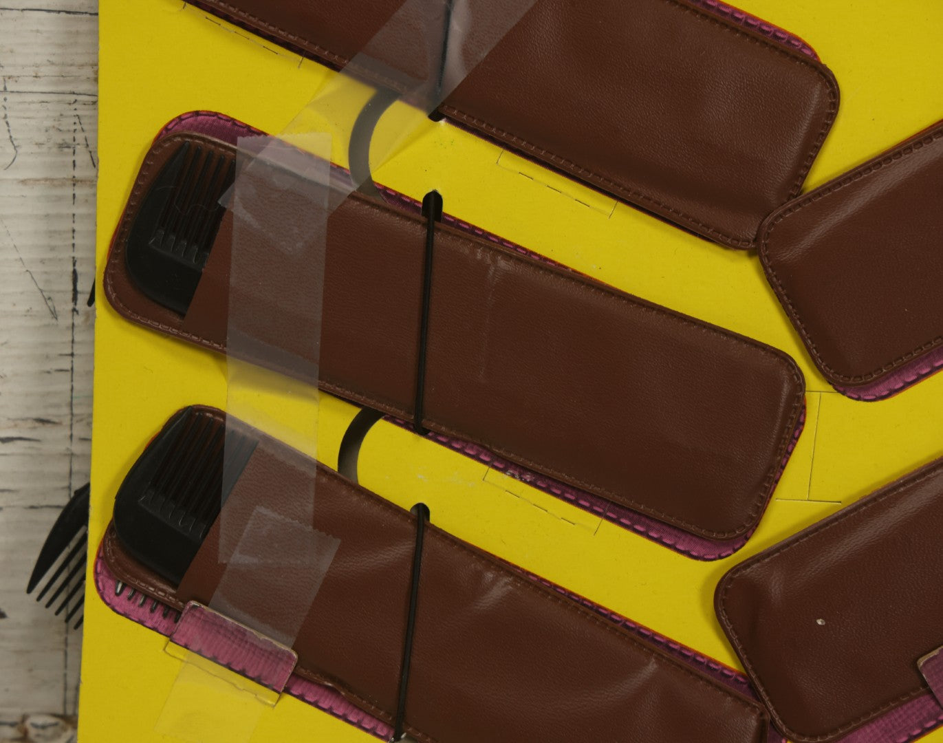 Lot 043 - Vintage Ajax Unbreakable Pocket Combs Supercomb Store Display With Nine Combs & Sleeves, Ajax Reorder Number 5050 Display, Double Sided A-Frame, Note Some Bonehead Put Tape All Over This