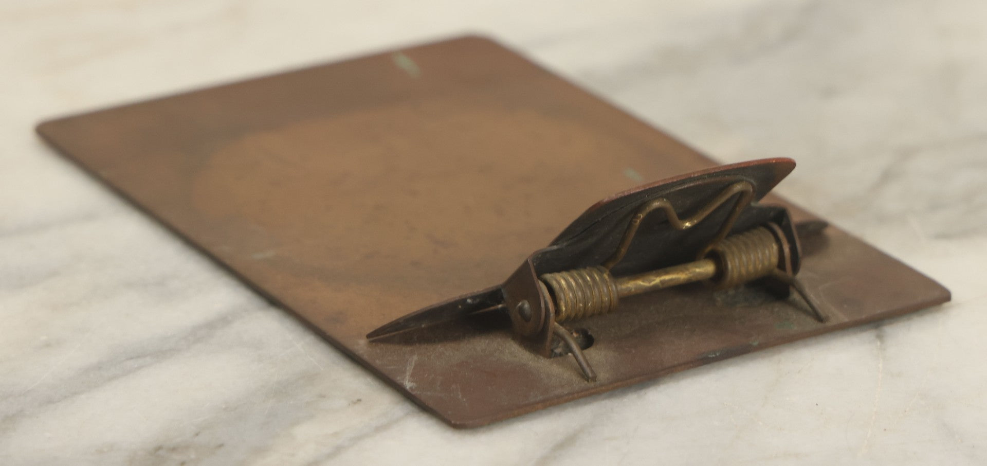 Lot 044 - Vintage Metal Monsanto Advertising Mini Clipboard, "Where Creative Chemistry Works Wonders For You," Felt Backing