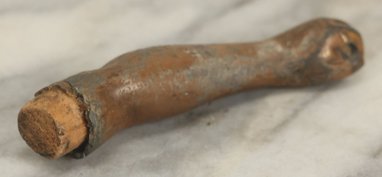 Lot 053 - Antique Cast Metal Statue Arm Fragment, As Found, With Remnants Of Wooden Attachment Joints, 4" Length