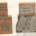Lot 054 - Grouping Of Four Antique Or Vintage Printing Blocks Including Patriarchal Cross, Esoteric Priest, Toolkit With Hair Care Implements, And "Second Request"