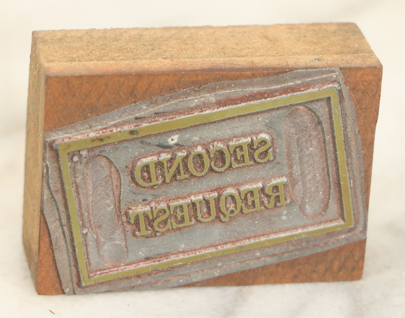 Lot 054 - Grouping Of Four Antique Or Vintage Printing Blocks Including Patriarchal Cross, Esoteric Priest, Toolkit With Hair Care Implements, And "Second Request"