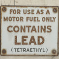 Lot 059 - Vintage Single-Sided Porcelain Enamel Sign, "For Use As A Motor Fuel Only, Contains Lead (Tetraethyl)", 7" W x 6" H