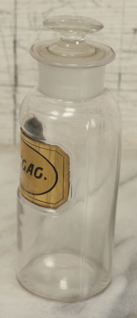 Lot 067 - Antique W.N. Walton Glass Ipecac Apothecary Bottle Jar With Reverse Painted Glass Label, Patented September 23, 1862, Note Chips To Stopper, 6-5/8" Height