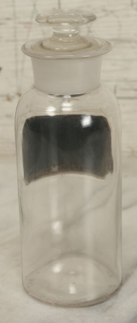 Lot 067 - Antique W.N. Walton Glass Ipecac Apothecary Bottle Jar With Reverse Painted Glass Label, Patented September 23, 1862, Note Chips To Stopper, 6-5/8" Height