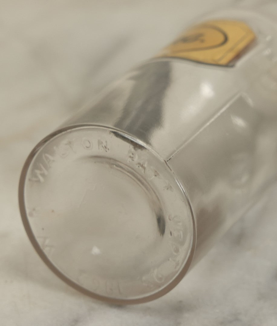 Lot 067 - Antique W.N. Walton Glass Ipecac Apothecary Bottle Jar With Reverse Painted Glass Label, Patented September 23, 1862, Note Chips To Stopper, 6-5/8" Height