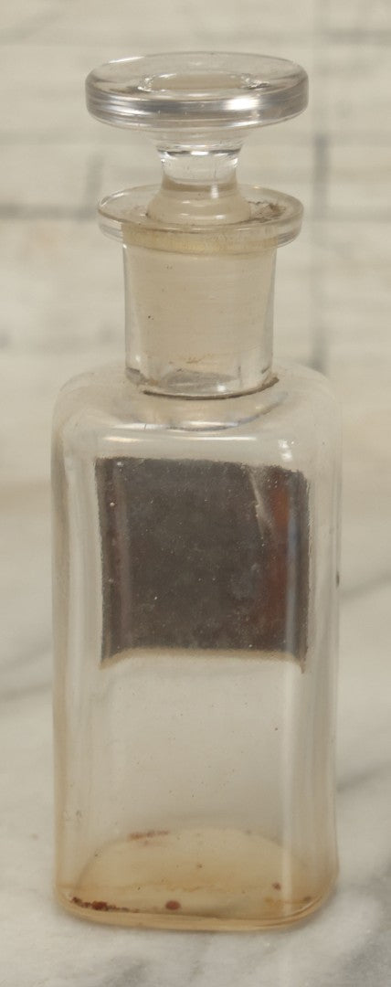 Lot 068 - Antique Glass Aromatic Spirit Of Ammonia (Arom. Spt. Ammonia) Apothecary Bottle With Reverse Painted Glass Label, Patented April 2, 1889, 4-1/2" Height