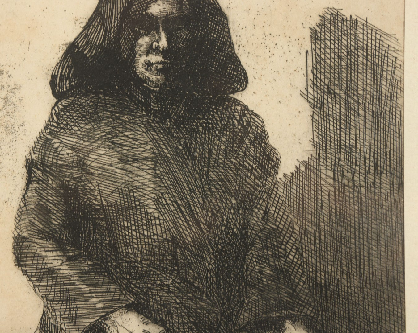 Lot 077 - Vintage Printer's Proof Etching Of A Man In A Black Robe, Artist Signed, Illegible, Circa 1960s, Overall Dimensions 11-5/8" x 14-5/8"