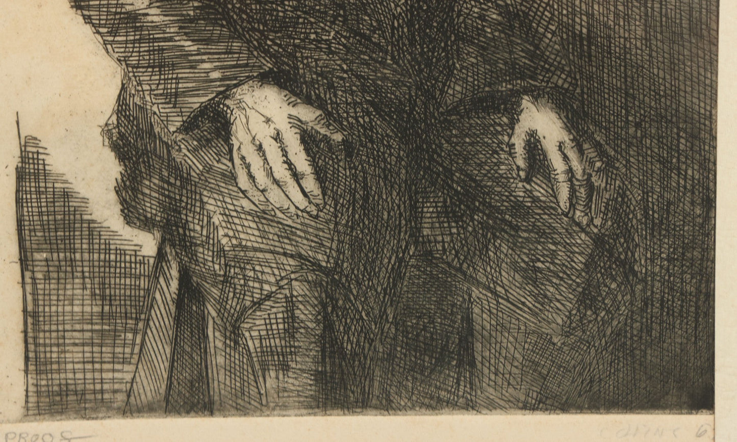 Lot 077 - Vintage Printer's Proof Etching Of A Man In A Black Robe, Artist Signed, Illegible, Circa 1960s, Overall Dimensions 11-5/8" x 14-5/8"
