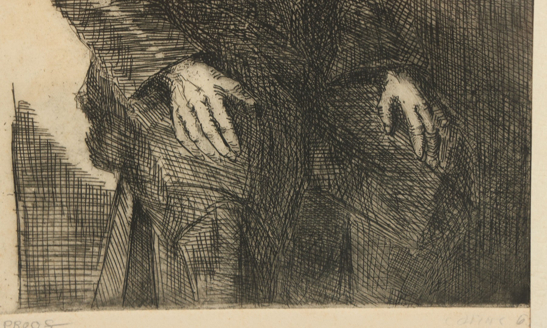 Lot 077 - Vintage Printer's Proof Etching Of A Man In A Black Robe, Artist Signed, Illegible, Circa 1960s, Overall Dimensions 11-5/8" x 14-5/8"