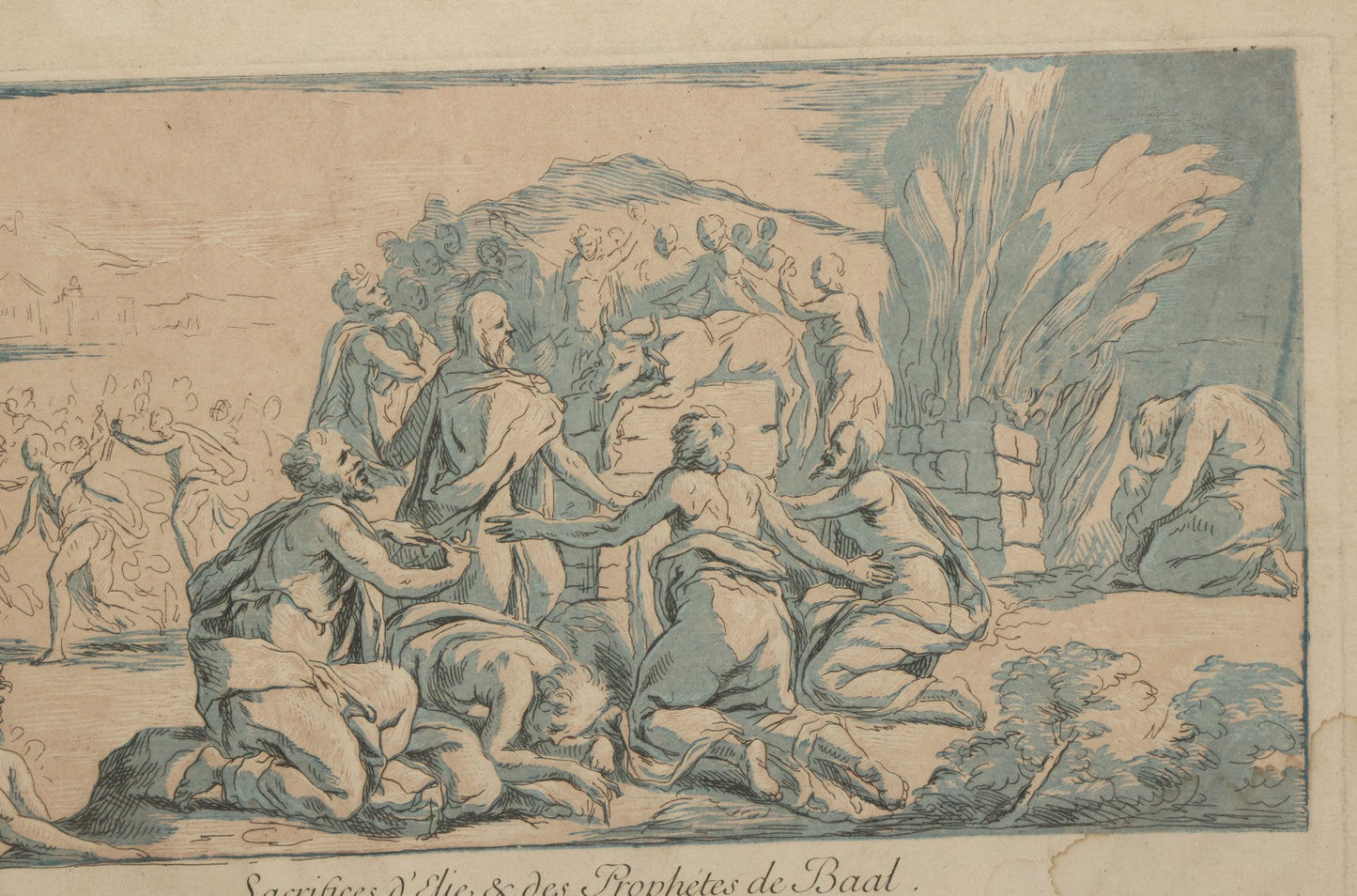 Lot 078 - Antique French Engraving, "Sacrifices D'Elie & Des Prophètes De Baal" ("Sacrifices Of Elijah And The Prophets Of Baal"), Engraved By P.P.A. Robert After Mathurin, Overall Dimensions 17-5/8" x 12-3/4"