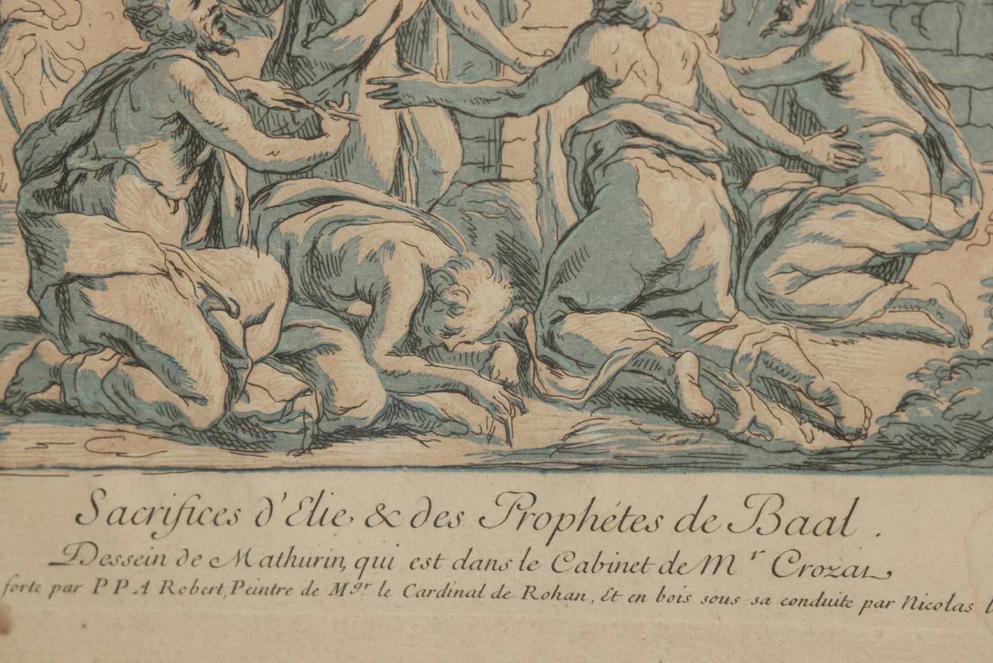 Lot 078 - Antique French Engraving, "Sacrifices D'Elie & Des Prophètes De Baal" ("Sacrifices Of Elijah And The Prophets Of Baal"), Engraved By P.P.A. Robert After Mathurin, Overall Dimensions 17-5/8" x 12-3/4"