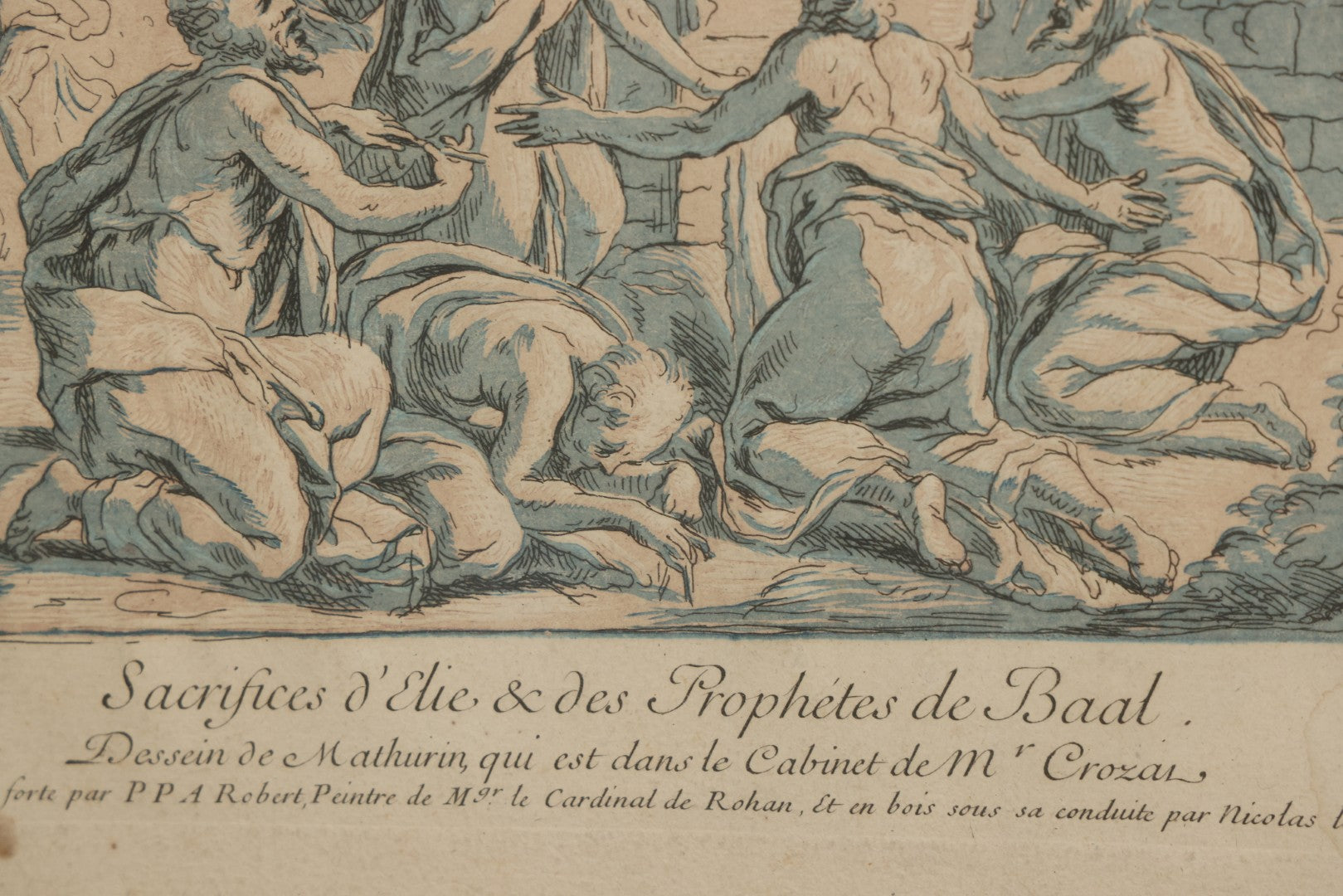 Lot 078 - Antique French Engraving, "Sacrifices D'Elie & Des Prophètes De Baal" ("Sacrifices Of Elijah And The Prophets Of Baal"), Engraved By P.P.A. Robert After Mathurin, Overall Dimensions 17-5/8" x 12-3/4"