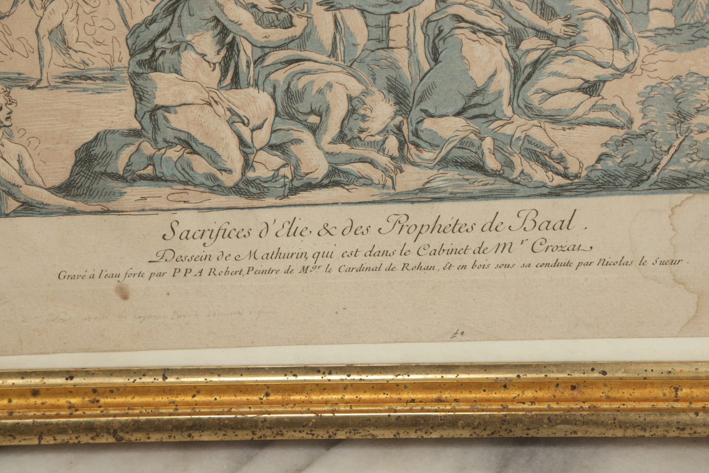 Lot 078 - Antique French Engraving, "Sacrifices D'Elie & Des Prophètes De Baal" ("Sacrifices Of Elijah And The Prophets Of Baal"), Engraved By P.P.A. Robert After Mathurin, Overall Dimensions 17-5/8" x 12-3/4"
