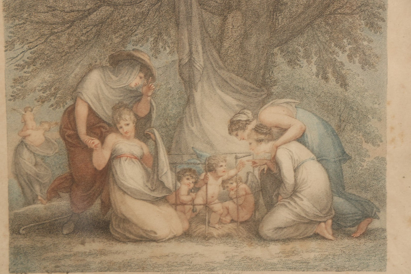 Lot 079 - Antique Stipple Engraving, Titled "Market Of Love" With Goddesses Fawning Over Cherubs, By Francesco Bartolozzi, Inscribed "To Her Royal Highness Princess Elizabeth" By Charles Guisan, Sold By A. Molteno, Printseller, Dated 1795, In Frame