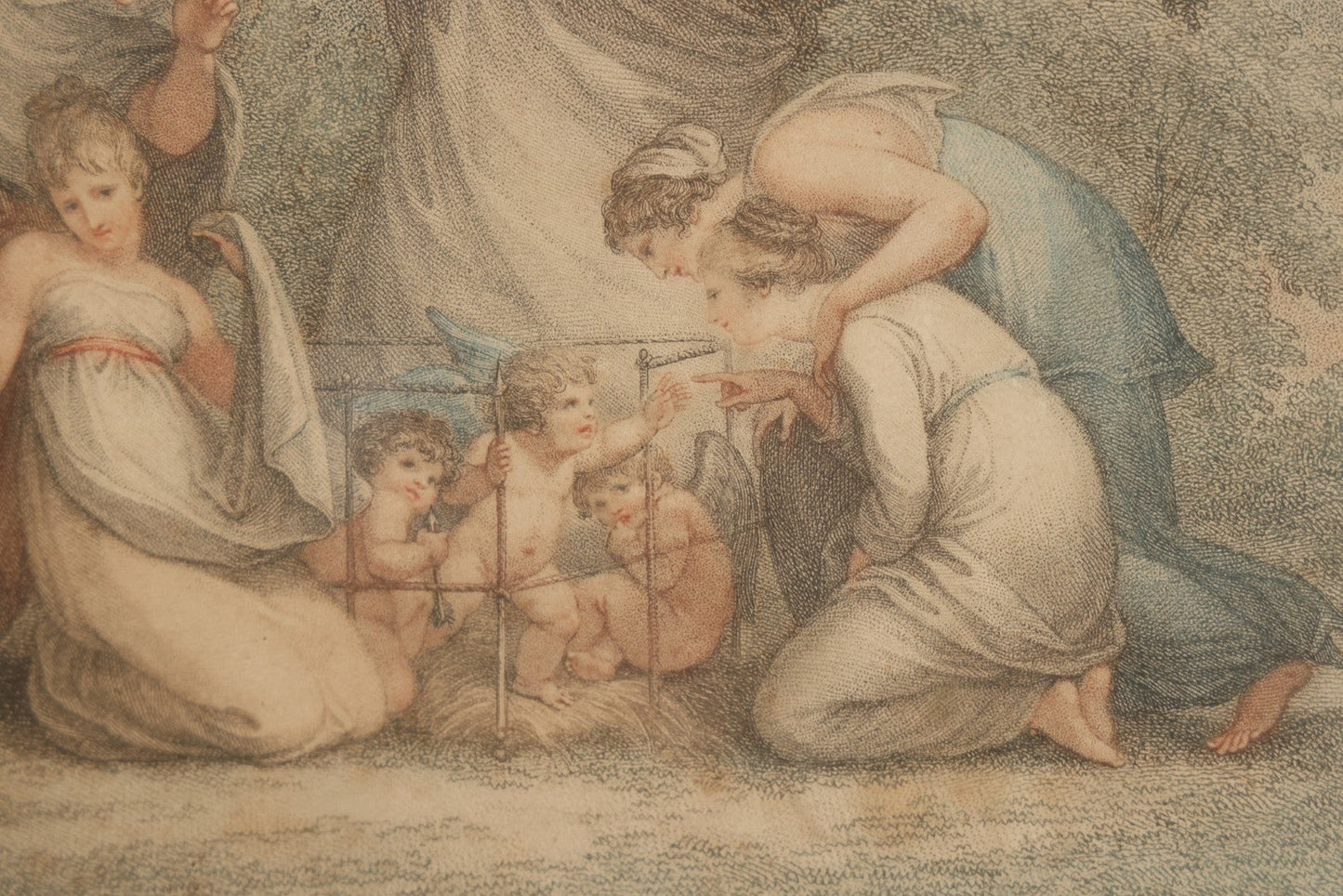 Lot 079 - Antique Stipple Engraving, Titled "Market Of Love" With Goddesses Fawning Over Cherubs, By Francesco Bartolozzi, Inscribed "To Her Royal Highness Princess Elizabeth" By Charles Guisan, Sold By A. Molteno, Printseller, Dated 1795, In Frame