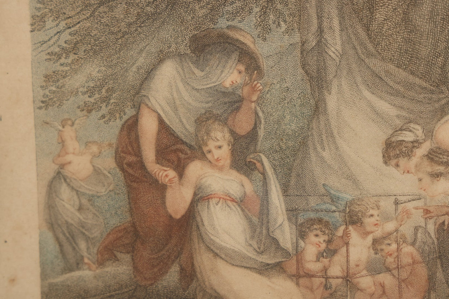 Lot 079 - Antique Stipple Engraving, Titled "Market Of Love" With Goddesses Fawning Over Cherubs, By Francesco Bartolozzi, Inscribed "To Her Royal Highness Princess Elizabeth" By Charles Guisan, Sold By A. Molteno, Printseller, Dated 1795, In Frame