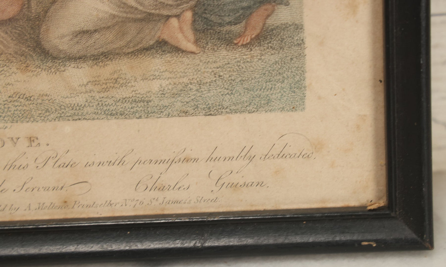 Lot 079 - Antique Stipple Engraving, Titled "Market Of Love" With Goddesses Fawning Over Cherubs, By Francesco Bartolozzi, Inscribed "To Her Royal Highness Princess Elizabeth" By Charles Guisan, Sold By A. Molteno, Printseller, Dated 1795, In Frame