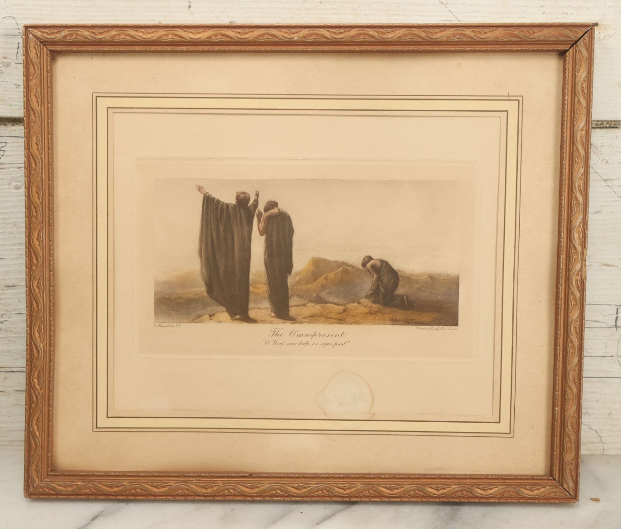 Lot 081 - Antique Religious Print, Titled "The Omnipresent" With Inscription "O God, Our Help In Ages Past," Copyright House Of Art, New York, Charles Hauff, Ltd., London, In Frame, Overall Dimensions 13" x 11"