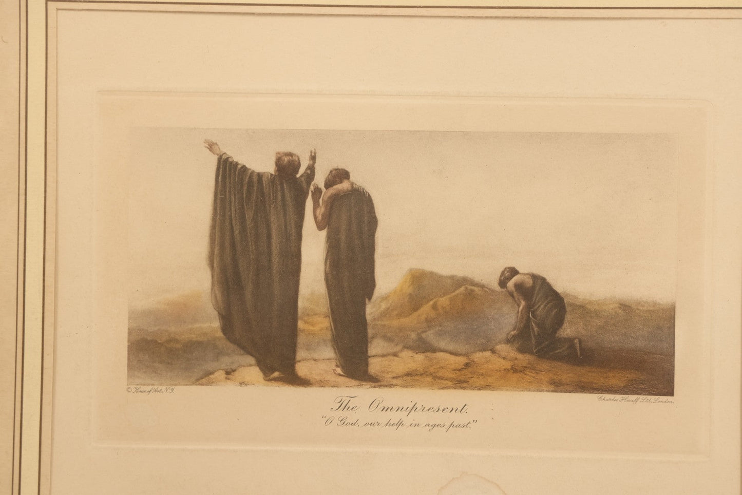 Lot 081 - Antique Religious Print, Titled "The Omnipresent" With Inscription "O God, Our Help In Ages Past," Copyright House Of Art, New York, Charles Hauff, Ltd., London, In Frame, Overall Dimensions 13" x 11"