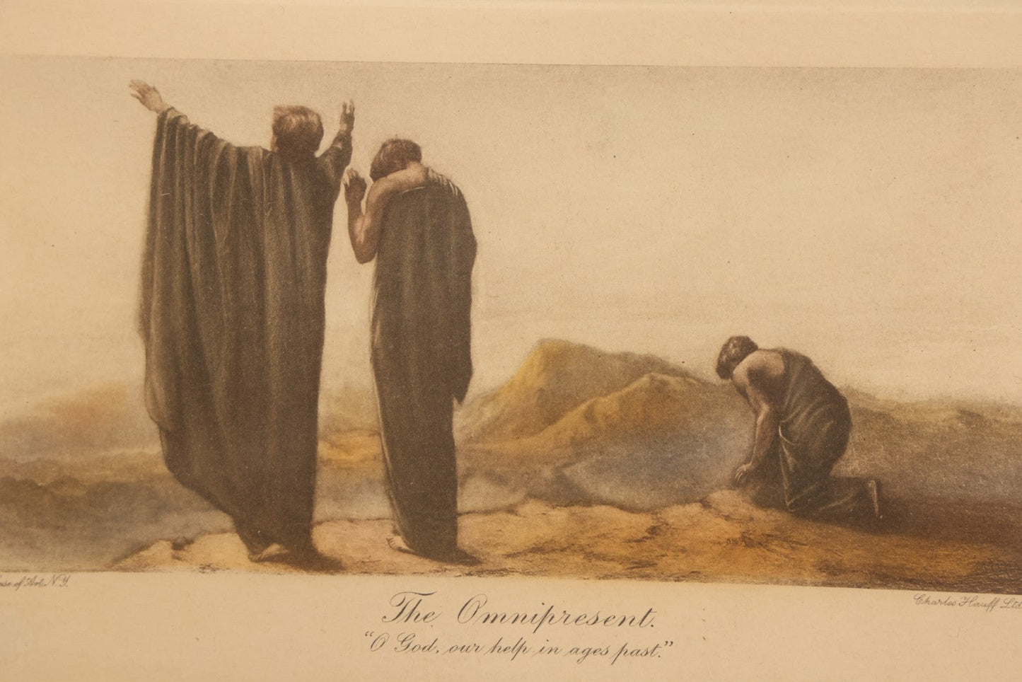 Lot 081 - Antique Religious Print, Titled "The Omnipresent" With Inscription "O God, Our Help In Ages Past," Copyright House Of Art, New York, Charles Hauff, Ltd., London, In Frame, Overall Dimensions 13" x 11"