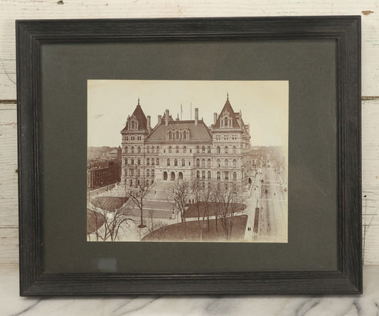 Lot 088 - Antique Framed Boarded Photo Of The New York State Capitol Building Exterior, Albany, New York, Circa 1899, Overall Dimensions 15-5/8" x 12-5/8"