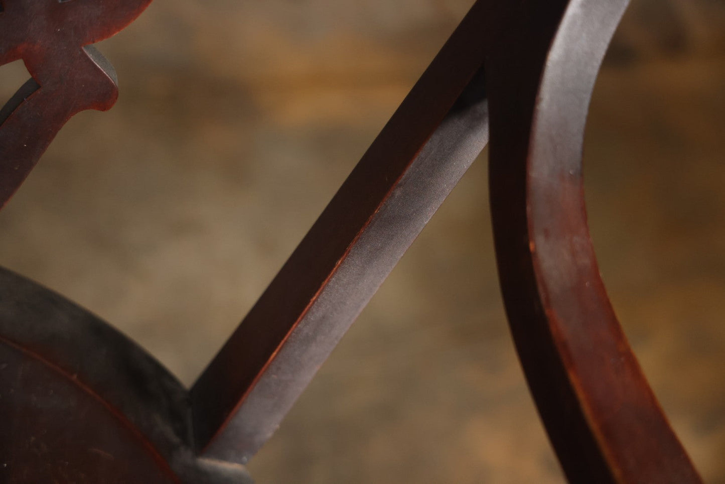 Antique Wooden Arm Chair With Green Man Face Motif, Dark Stain