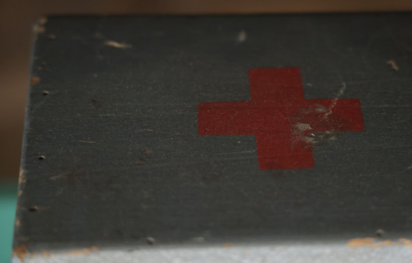 Vintage Hand Painted Wooden First Aid Box With Contents, Circa 1920, As Found