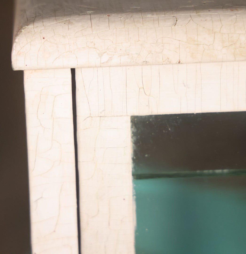 Antique Barber Shop Sterilizer Cabinet With Frosted Iron Cross Symbol On Door, Three Interior Glass Shelves, Four Glass Walls