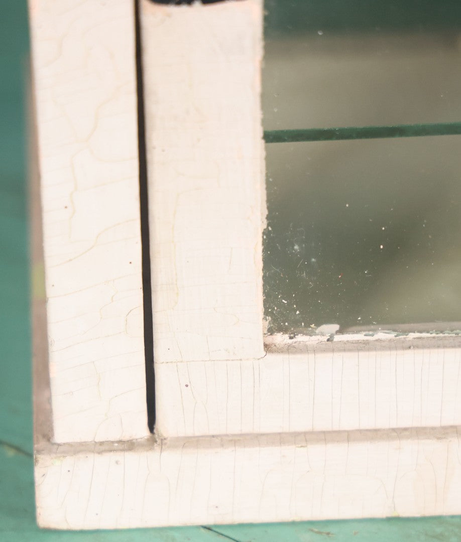 Antique Barber Shop Sterilizer Cabinet With Frosted Iron Cross Symbol On Door, Three Interior Glass Shelves, Four Glass Walls
