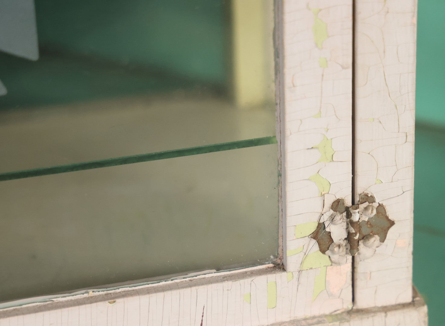 Antique Barber Shop Sterilizer Cabinet With Frosted Iron Cross Symbol On Door, Three Interior Glass Shelves, Four Glass Walls