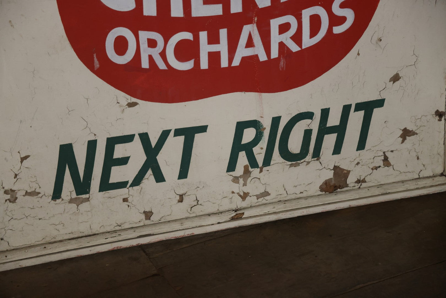 Vintage Hand Painted Cheney Orchards Salesroom Advertising Sign, Brimfield, Massachusetts. 49-1/8" x 49-1/2"