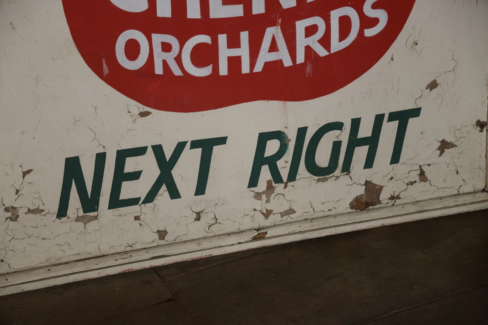 Vintage Hand Painted Cheney Orchards Salesroom Advertising Sign, Brimfield, Massachusetts. 49-1/8" x 49-1/2"