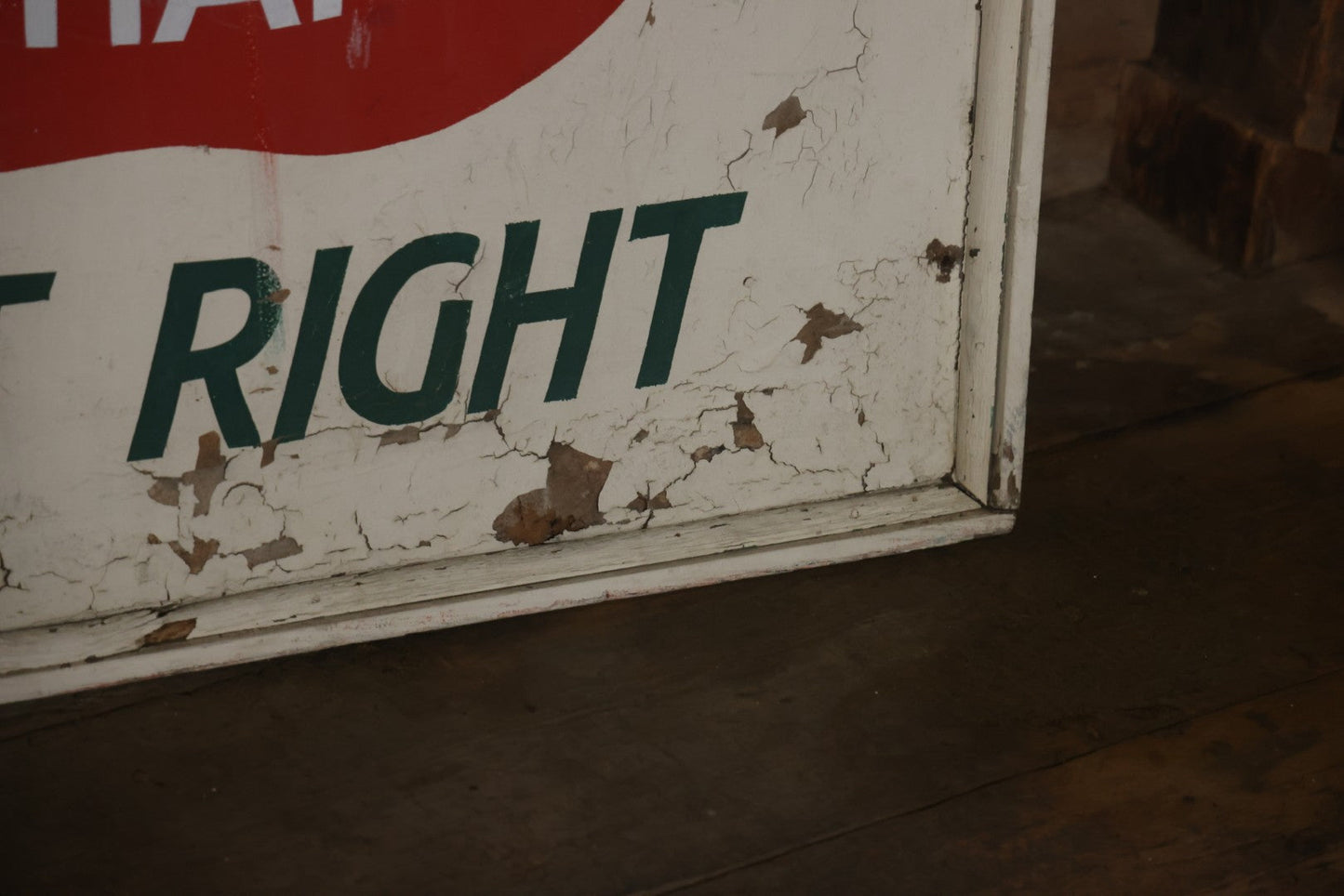 Vintage Hand Painted Cheney Orchards Salesroom Advertising Sign, Brimfield, Massachusetts. 49-1/8" x 49-1/2"