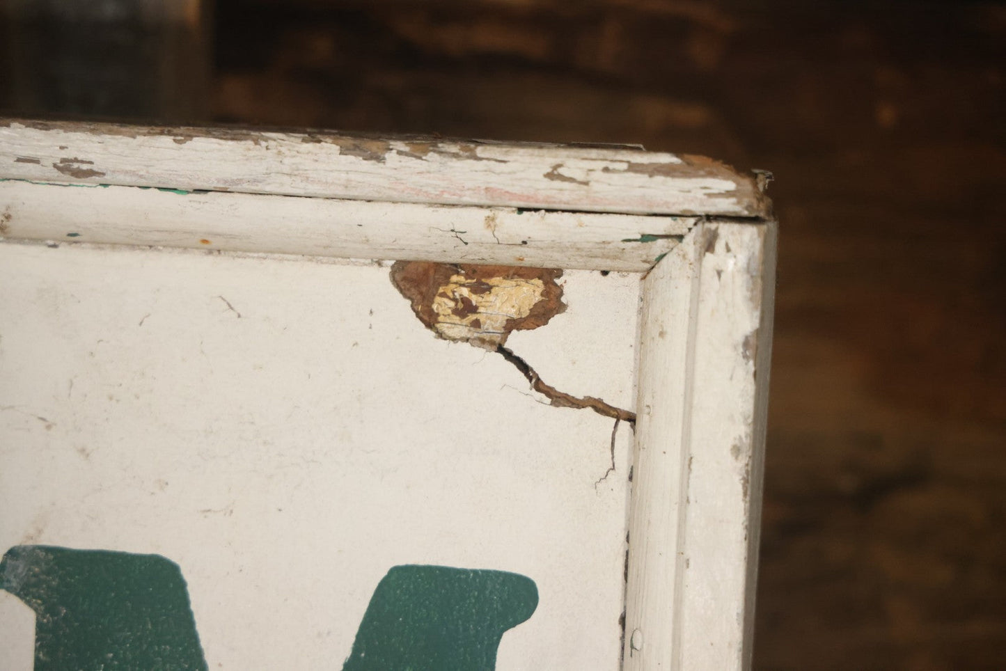 Vintage Hand Painted Cheney Orchards Salesroom Advertising Sign, Brimfield, Massachusetts. 49-1/8" x 49-1/2"