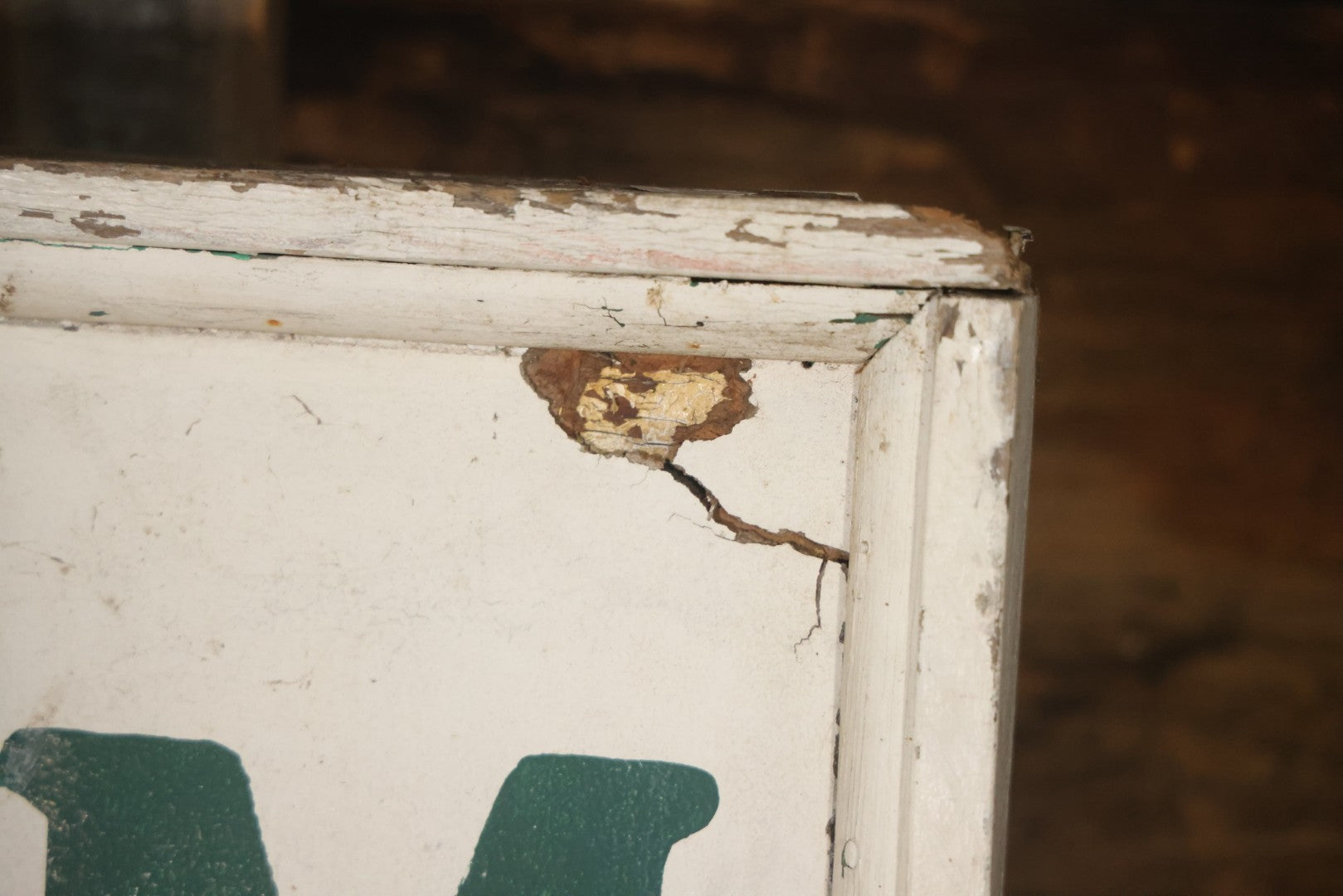 Vintage Hand Painted Cheney Orchards Salesroom Advertising Sign, Brimfield, Massachusetts. 49-1/8" x 49-1/2"