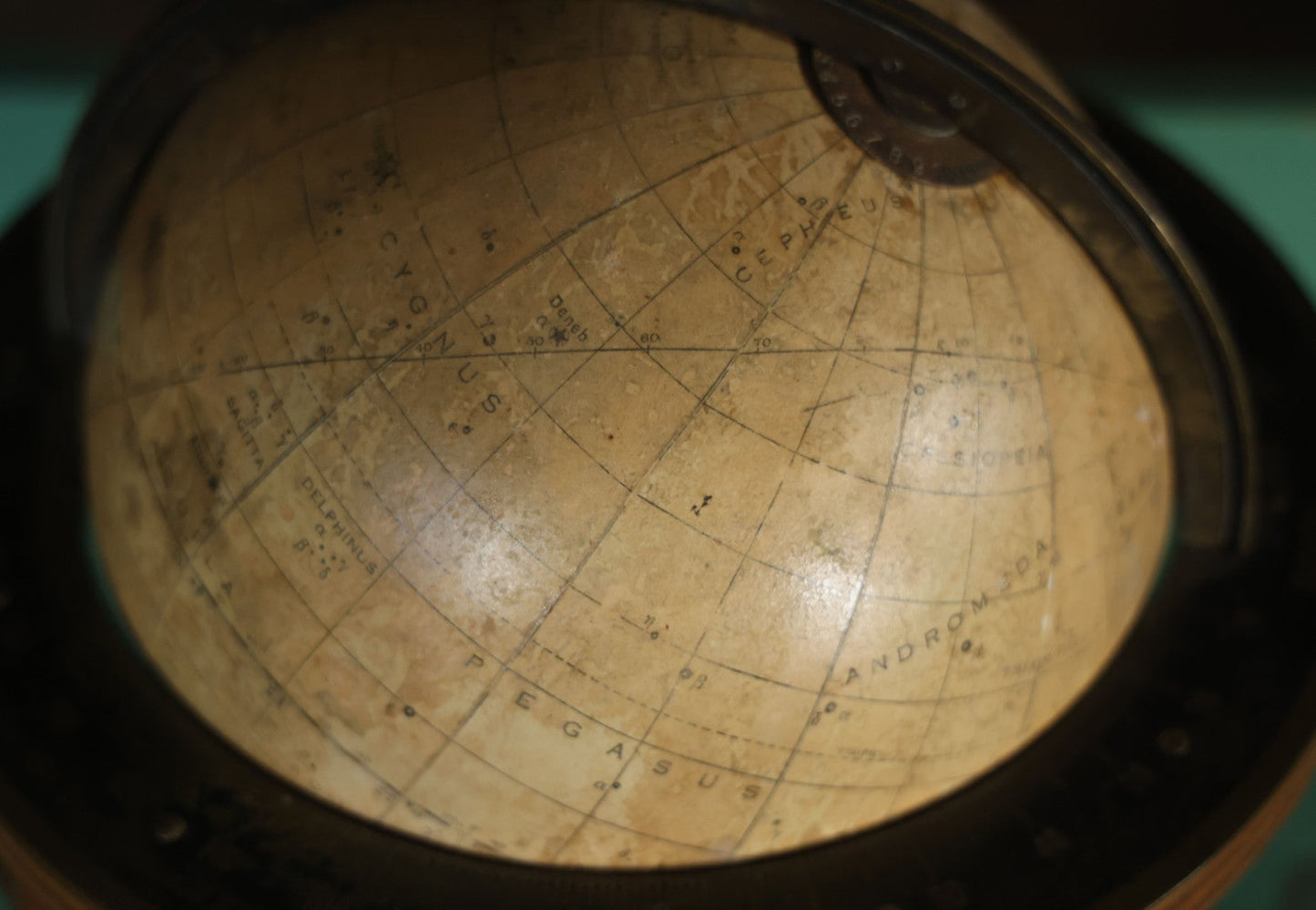 Antique Rand Mcnally 8-Inch Celestial Globe, Constellation Globe Showing The Stars, Wooden Stand, Circa 1924, Note Fading, Heavy Wear