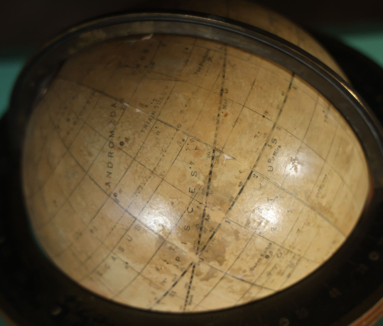 Antique Rand Mcnally 8-Inch Celestial Globe, Constellation Globe Showing The Stars, Wooden Stand, Circa 1924, Note Fading, Heavy Wear