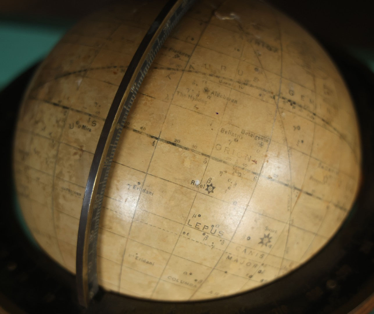 Antique Rand Mcnally 8-Inch Celestial Globe, Constellation Globe Showing The Stars, Wooden Stand, Circa 1924, Note Fading, Heavy Wear