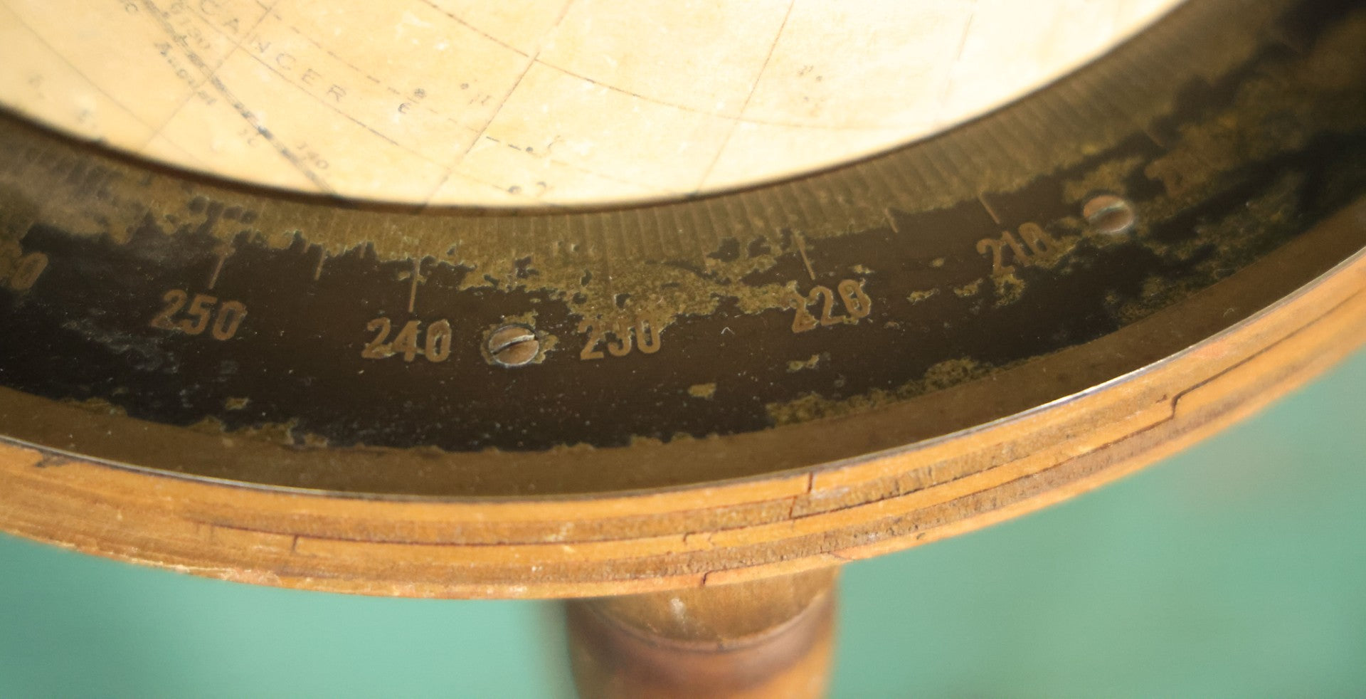 Antique Rand Mcnally 8-Inch Celestial Globe, Constellation Globe Showing The Stars, Wooden Stand, Circa 1924, Note Fading, Heavy Wear
