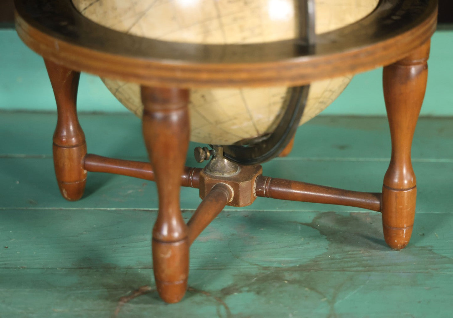 Antique Rand Mcnally 8-Inch Celestial Globe, Constellation Globe Showing The Stars, Wooden Stand, Circa 1924, Note Fading, Heavy Wear