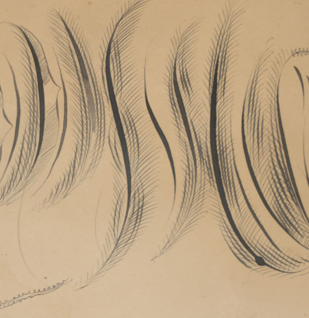 Antique Hand Drawn Calligraphy Art, "Friendship," With Birds Motif. 19-1/4" x 11-1/2"