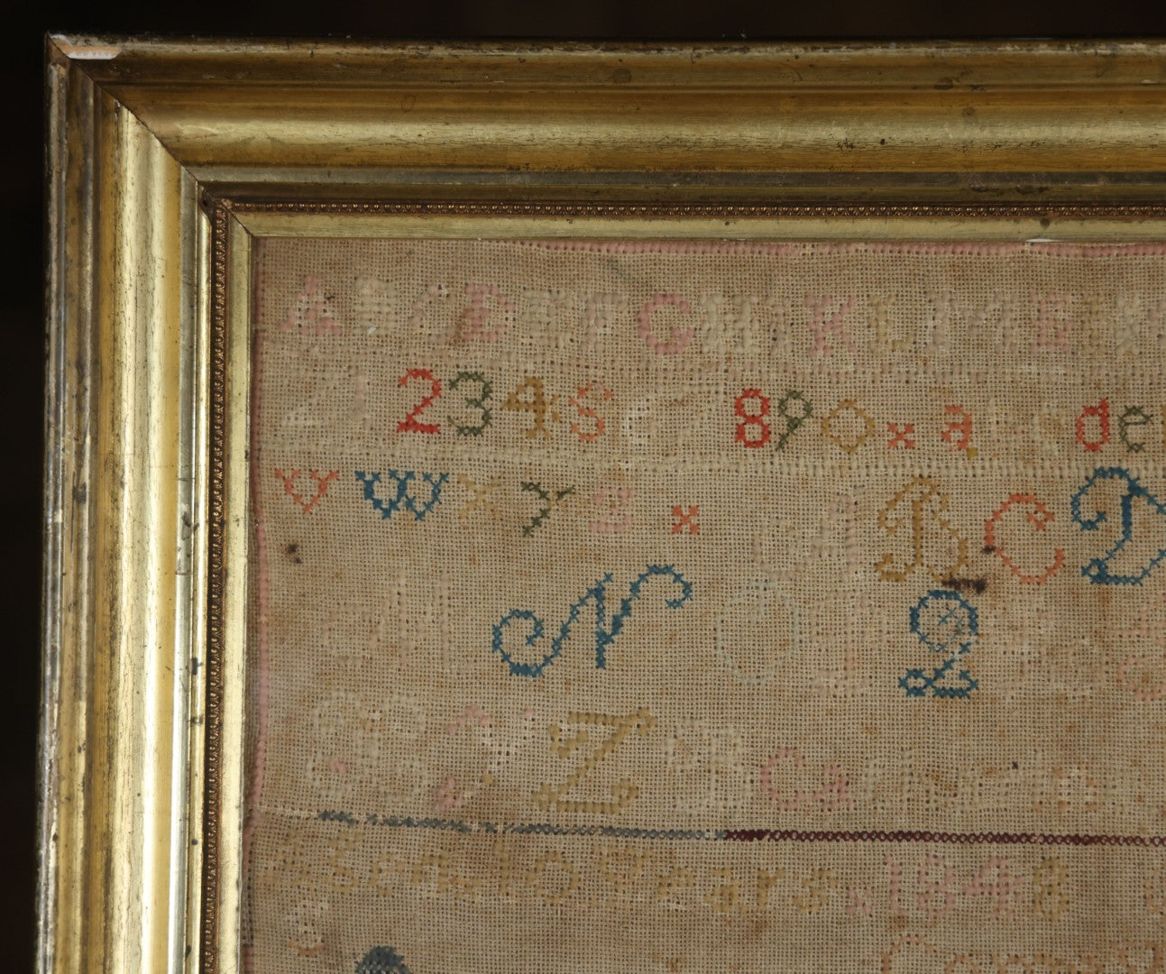 Antique Needlepoint Sampler, Steamship Erie Fire Commemoration And Memorial, Circa 1840s. 21-3/4" x 18-3/4"