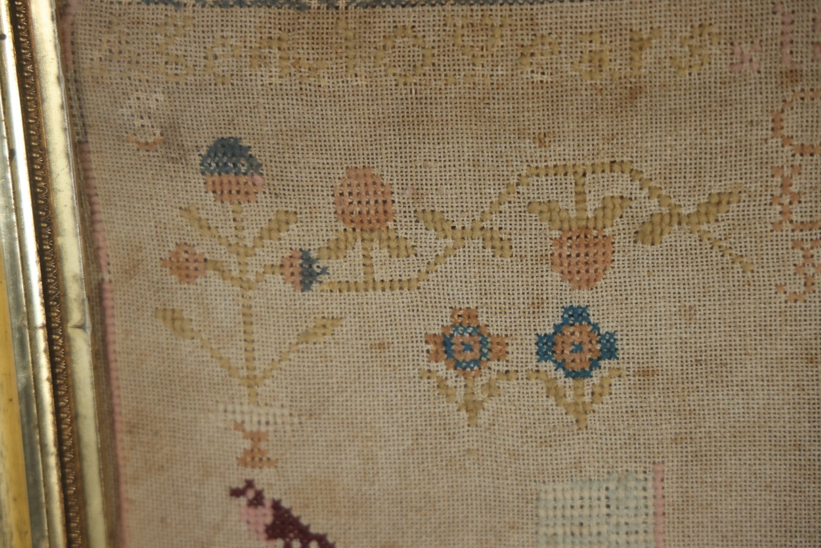 Antique Needlepoint Sampler, Steamship Erie Fire Commemoration And Memorial, Circa 1840s. 21-3/4" x 18-3/4"